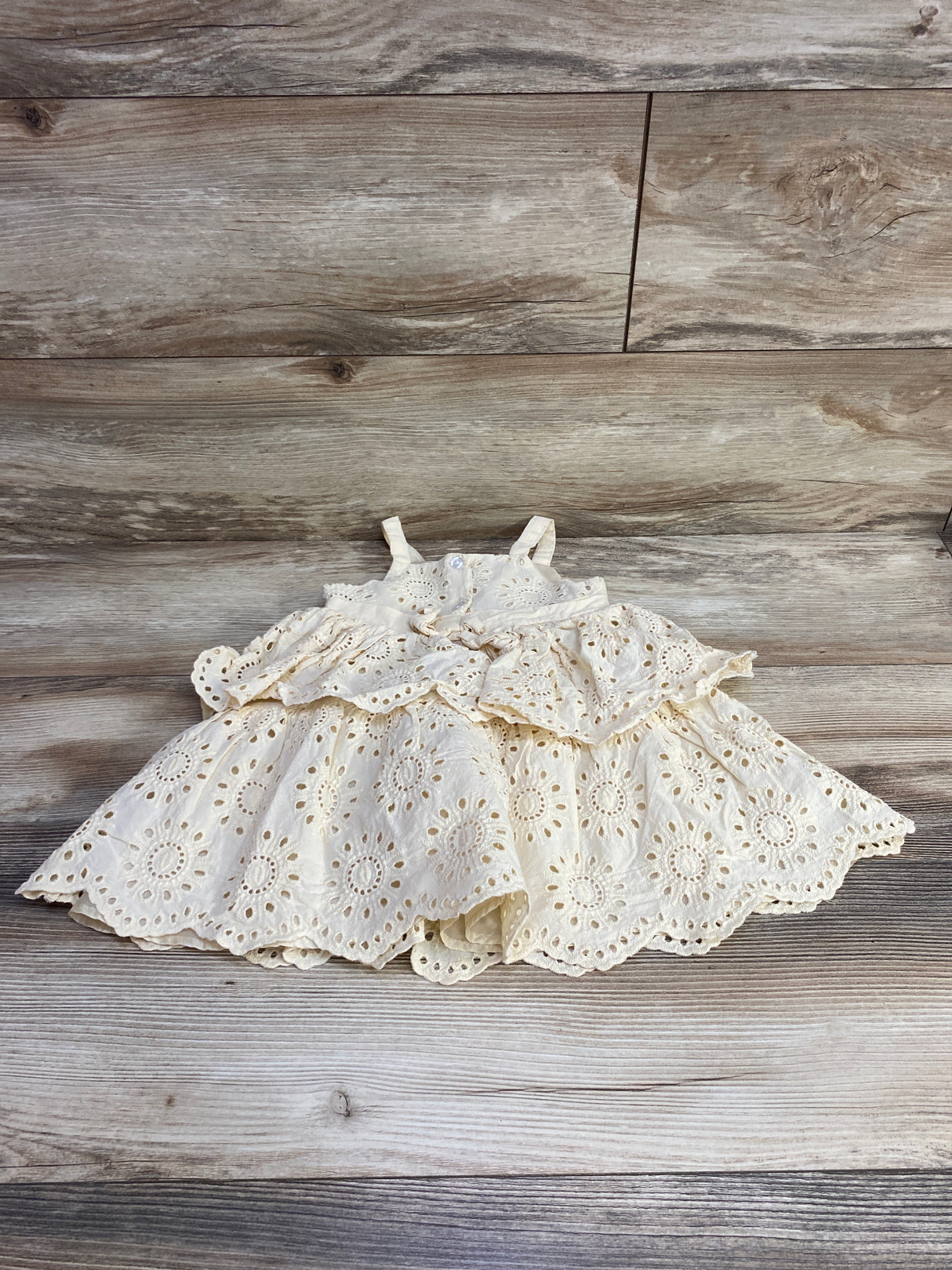 Blueberi Boulevard Eyelet Tiered Dress Cream sz 18m