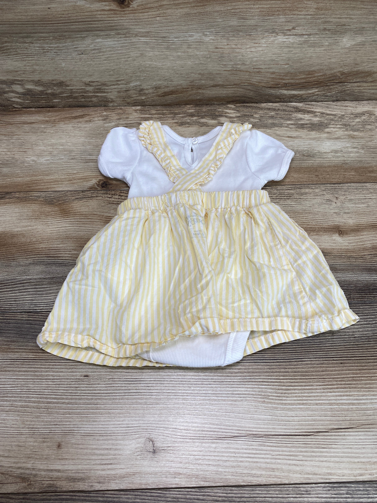 Disney Baby 2pc Ribbed Bodysuit & Striped Dress White/Yellow sz 6-9m