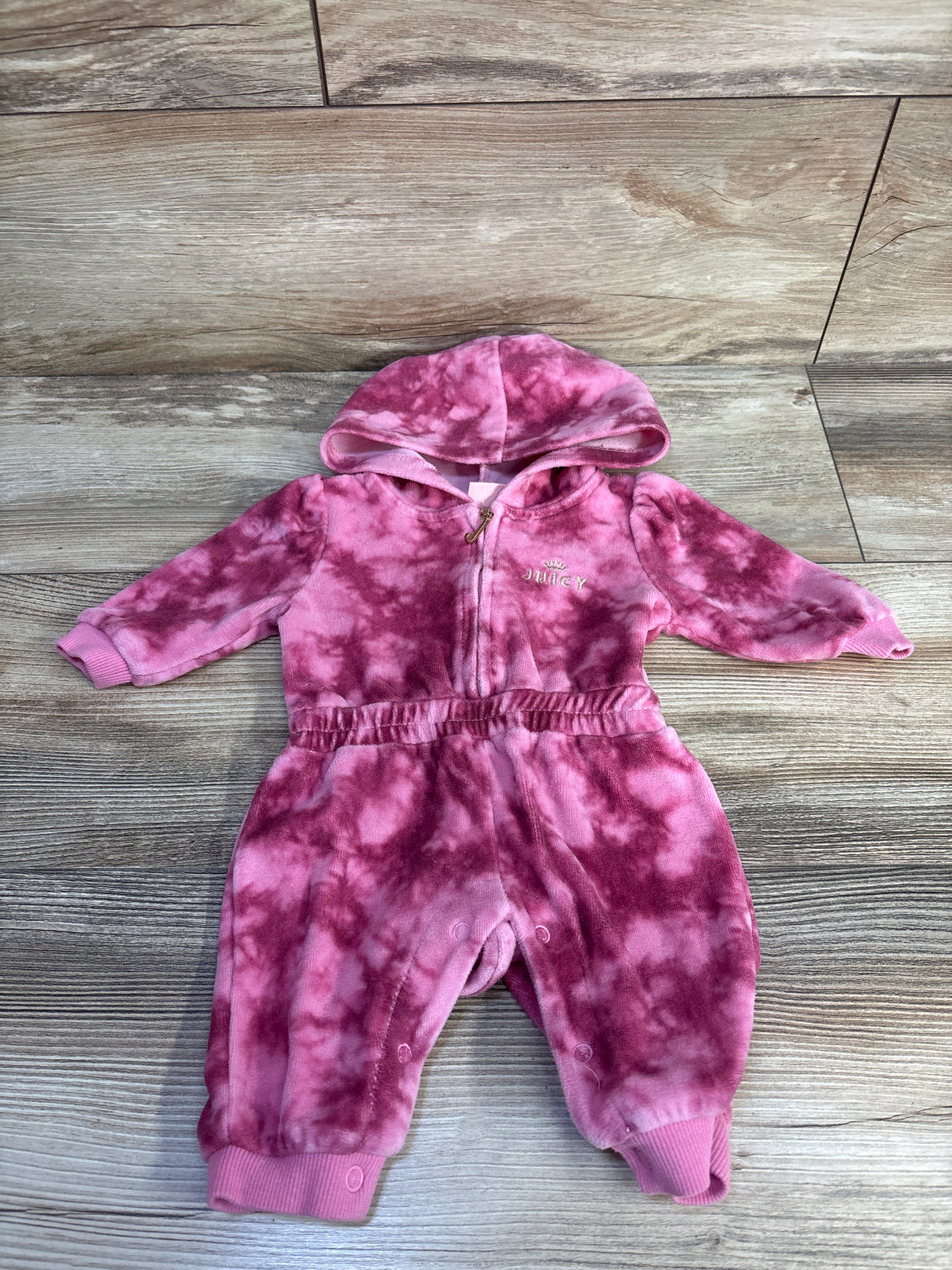Juicy Couture Terry Cloth Hooded Coverall Pink sz 0/3m