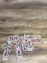 Hanna Andersson Fa La La Long Johns 2pc Pajama Set White sz 3T