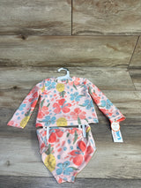 NEW Just One You 2pc Floral Rash Guard & Bikini Bottoms Pink sz 18m