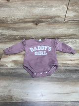 Daddy's Girl Ruffle Trim Sweatshirt Romper Purple sz 6-12m