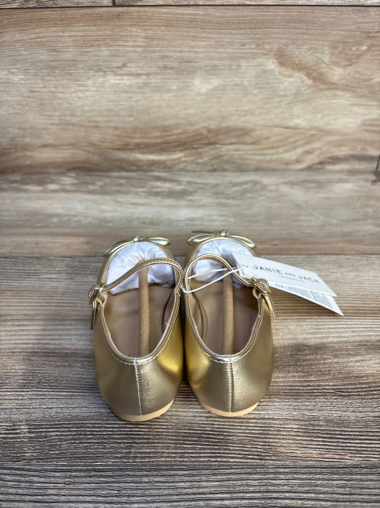 NEW Janie & Jack Gold Metallic Bow Ballet Flat sz 9c