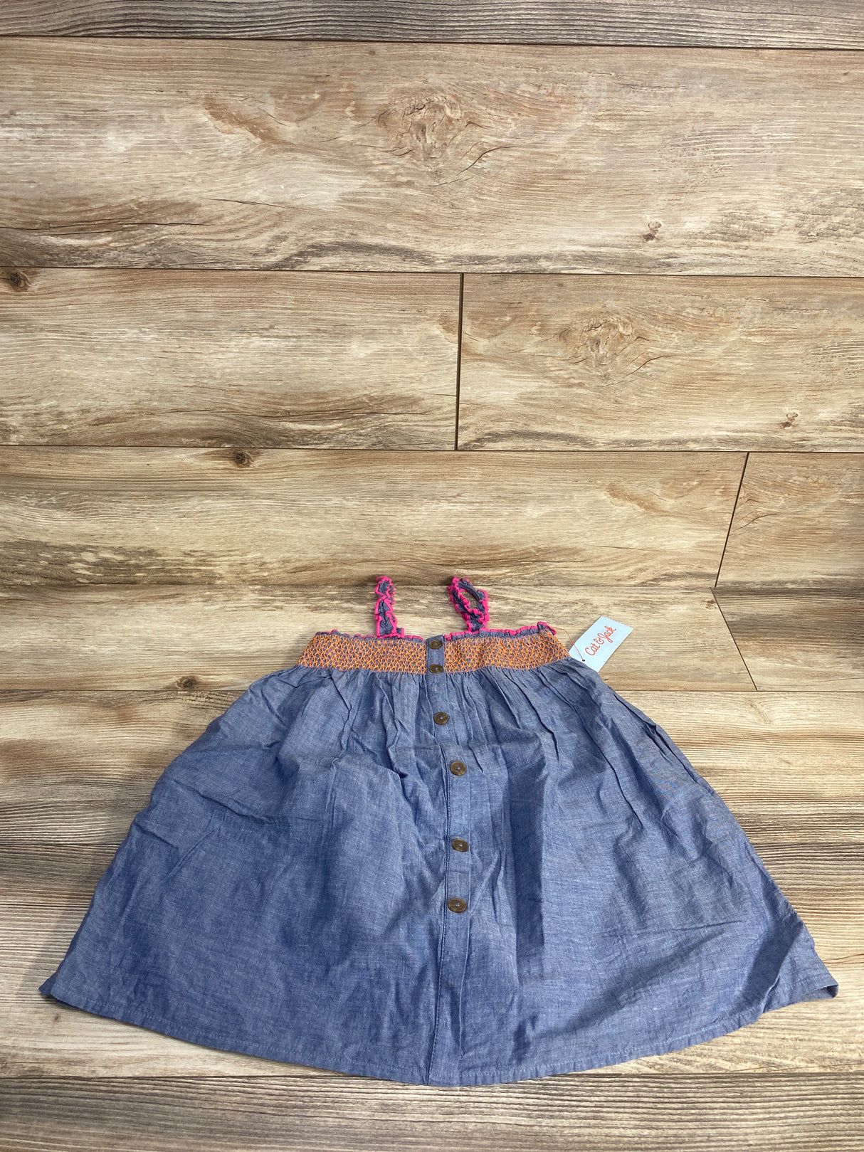 NEW Cat & Jack Smocked Chambray Dress Blue sz 5T