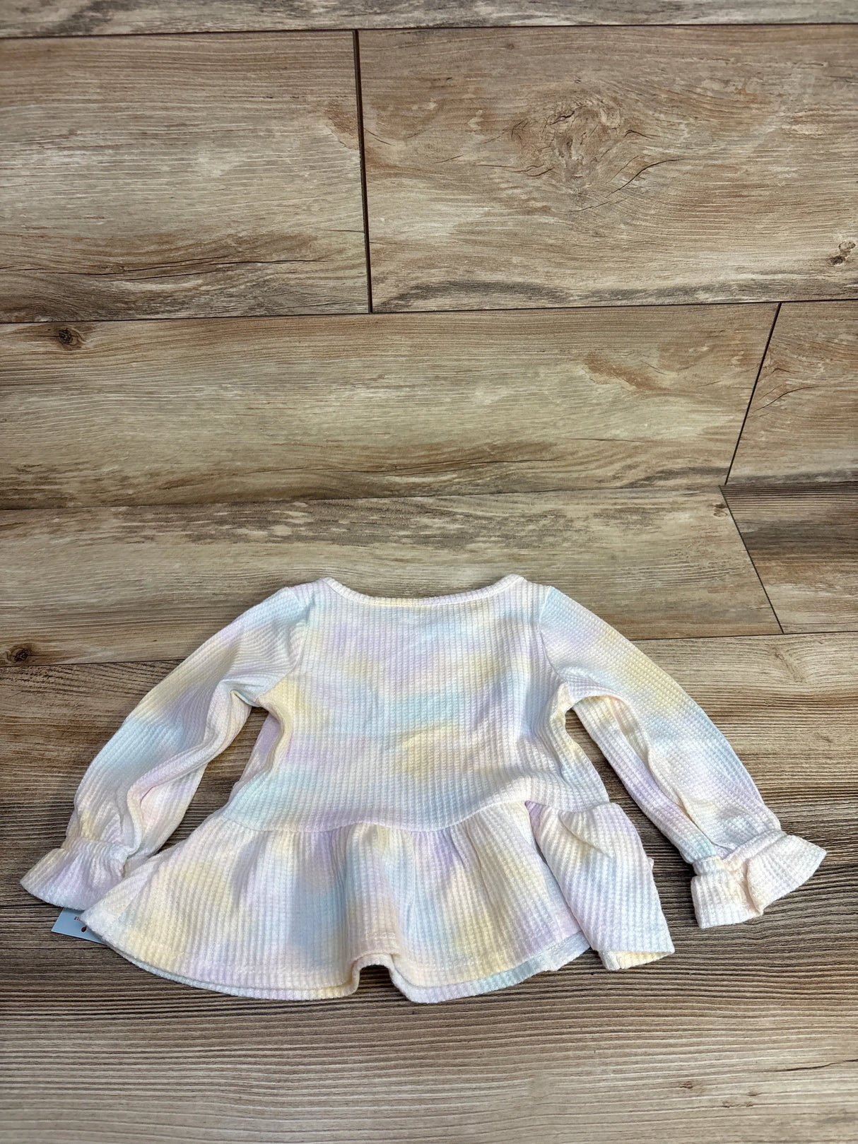 NEW Cat & Jack Tie-Dye Waffle Knit Peplum Top White sz 12m