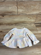 NEW Cat & Jack Tie-Dye Waffle Knit Peplum Top White sz 12m