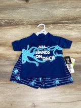 NEW Mick Mack 2pc Rashguard & Swim Trunks Blue sz 12m