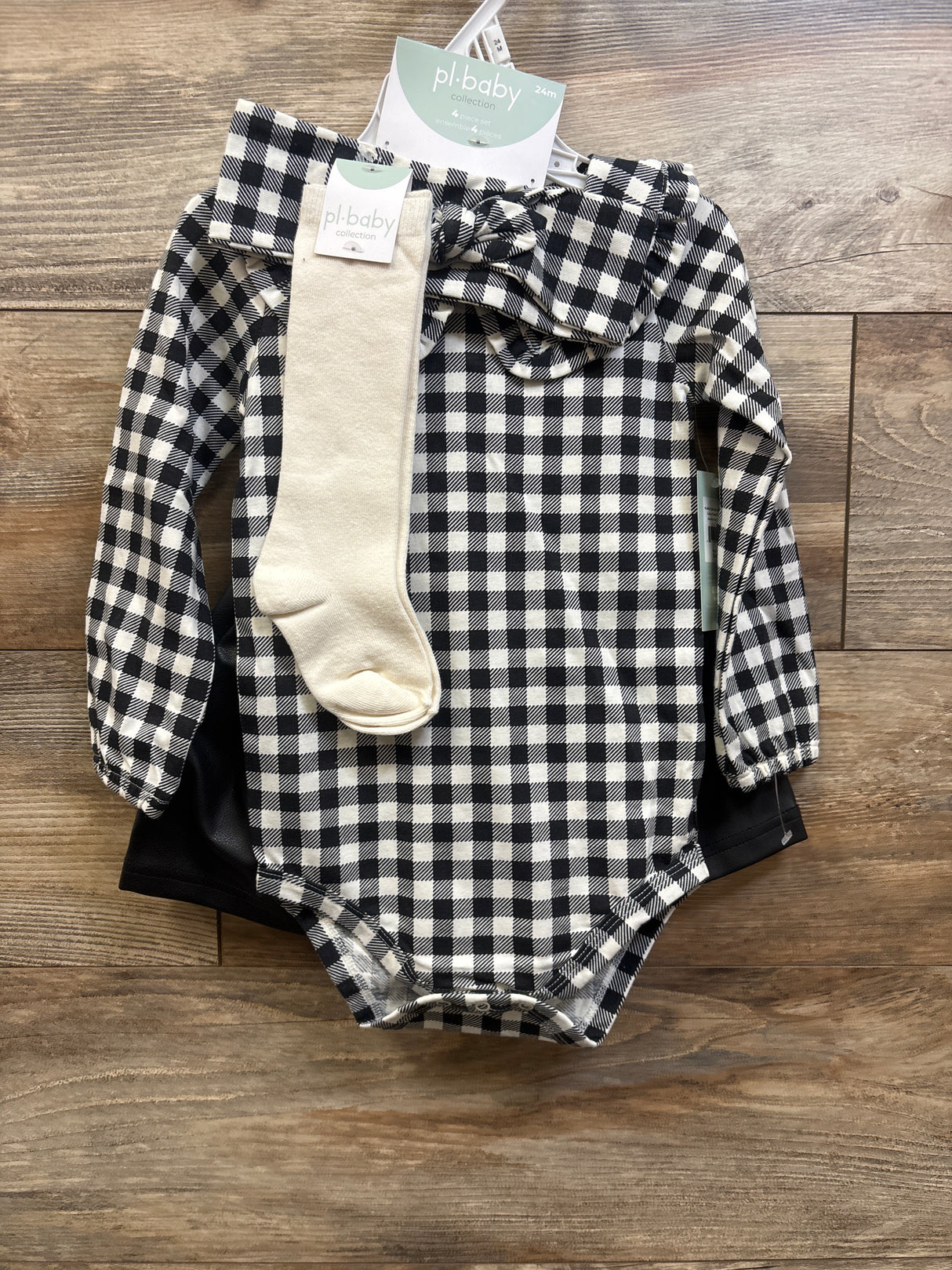 NEW PL Baby 4pc Layette Set Black sz 24m