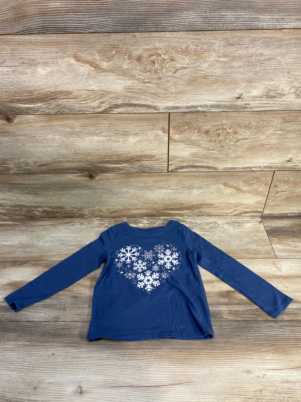 Jumping Beans Textured Snowflake Long Sleeve Shirt Blue sz 4T