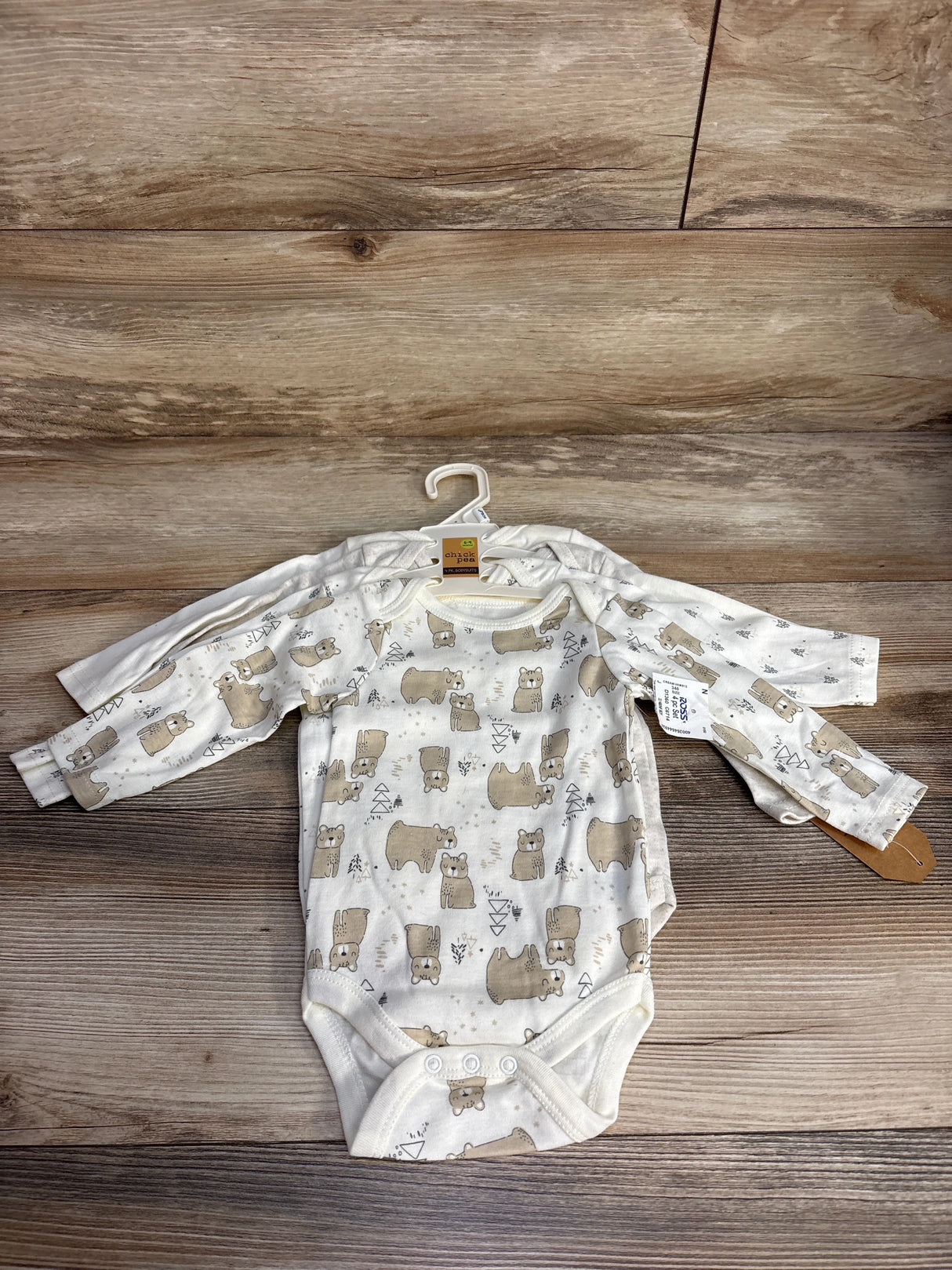 NEW Chick Pea Long Sleeve Bodysuits 4pk White sz 6-9m