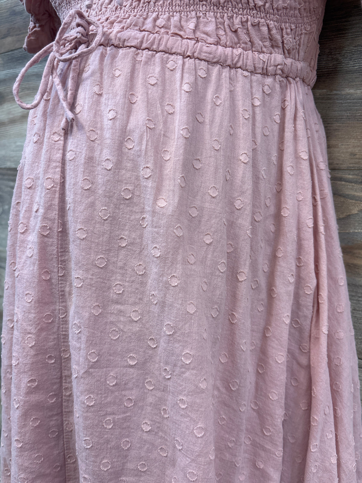 R.YIposha Bump Friendly Puff Sleeve Smocked Flowy Dress Pink sz Medium