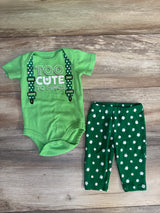 Celebrate St. Patrick's Day 2Pc Set Too Cute To Pinch Green sz 0-3m