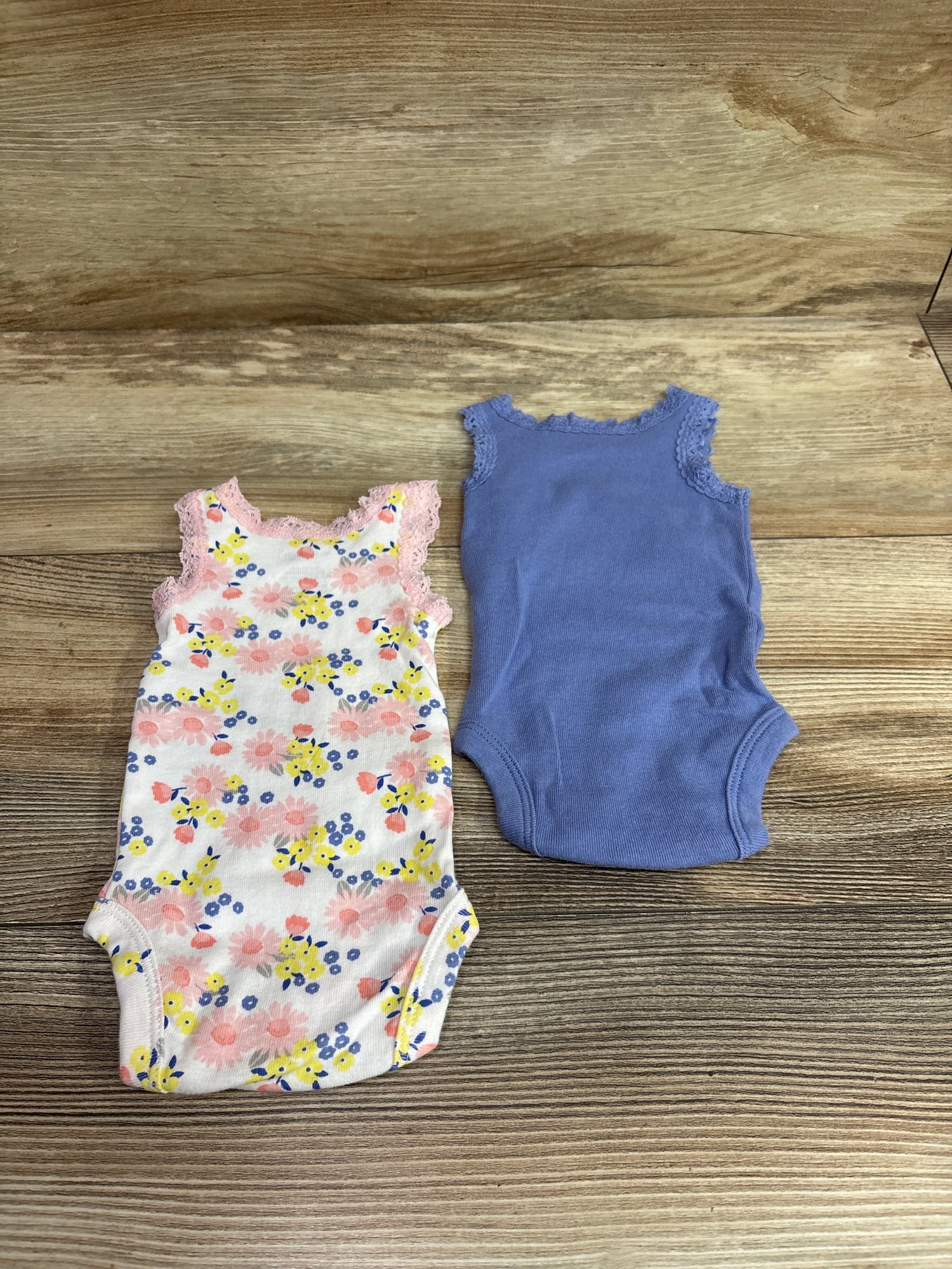Simple Joys 2pk Lace Trim Tank Bodysuits Blue sz Preemie