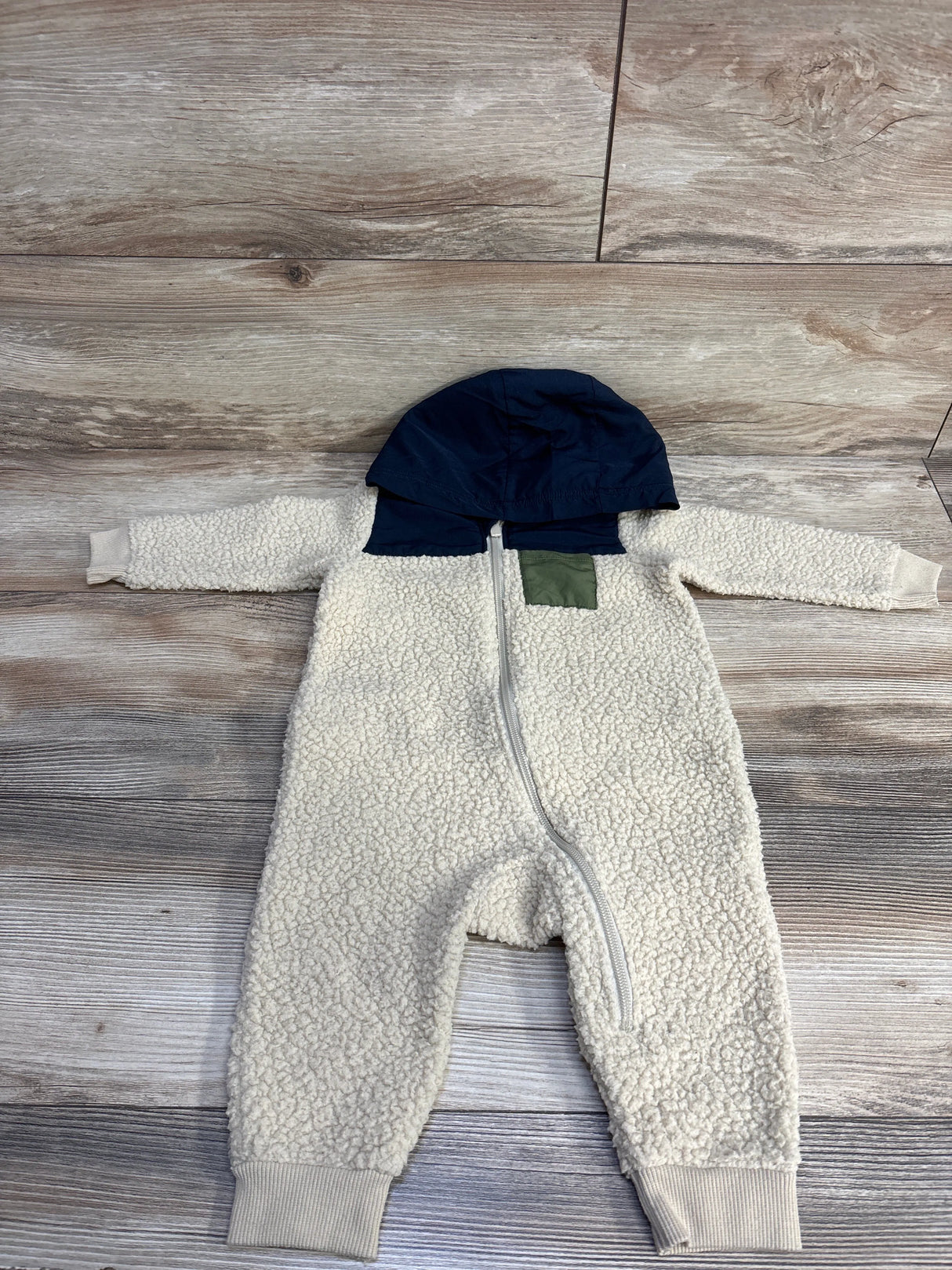 Old Navy Full Zip Sherpa Coverall Cream sz 6-12m