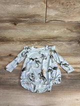Posh P. Bamboo Ruffled Bubble Romper in Percy Dragons sz 3-6m