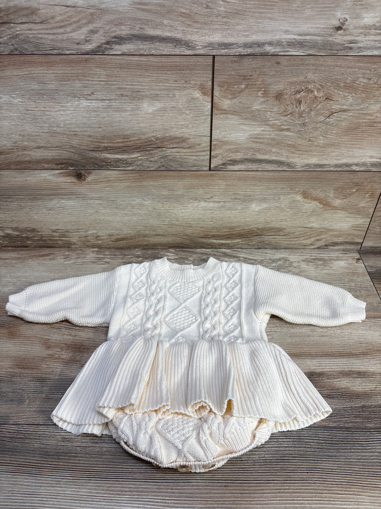 Tiny & Teeny Tots Knit Peplum Romper Cream sz 9-12m