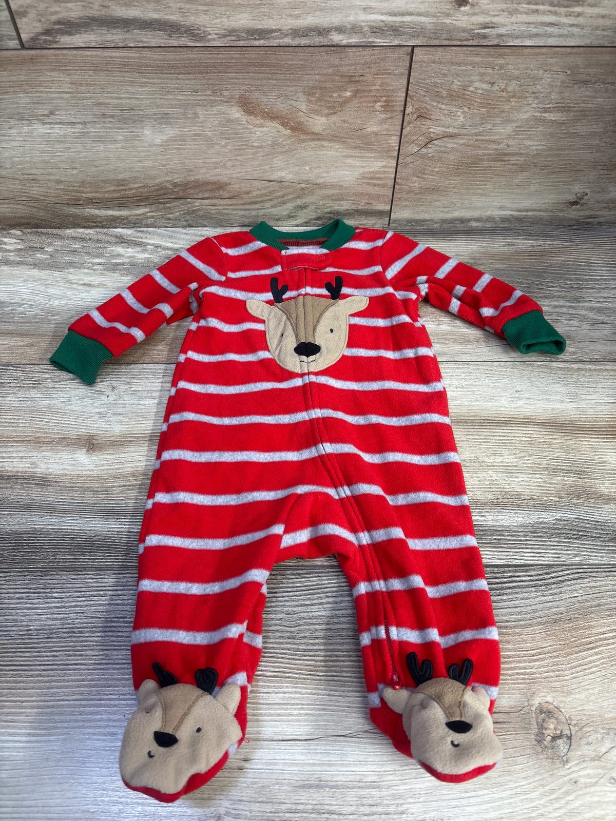 Just One You Striped Reindeer Blanket Sleeper Red sz 3m