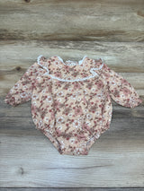 Nicole Miller Floral Long Sleeve Bubble Romper Beige sz 6/9m