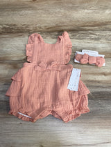 NEW Emily and Oliver 2pc Romper & Headband Pink sz 18m