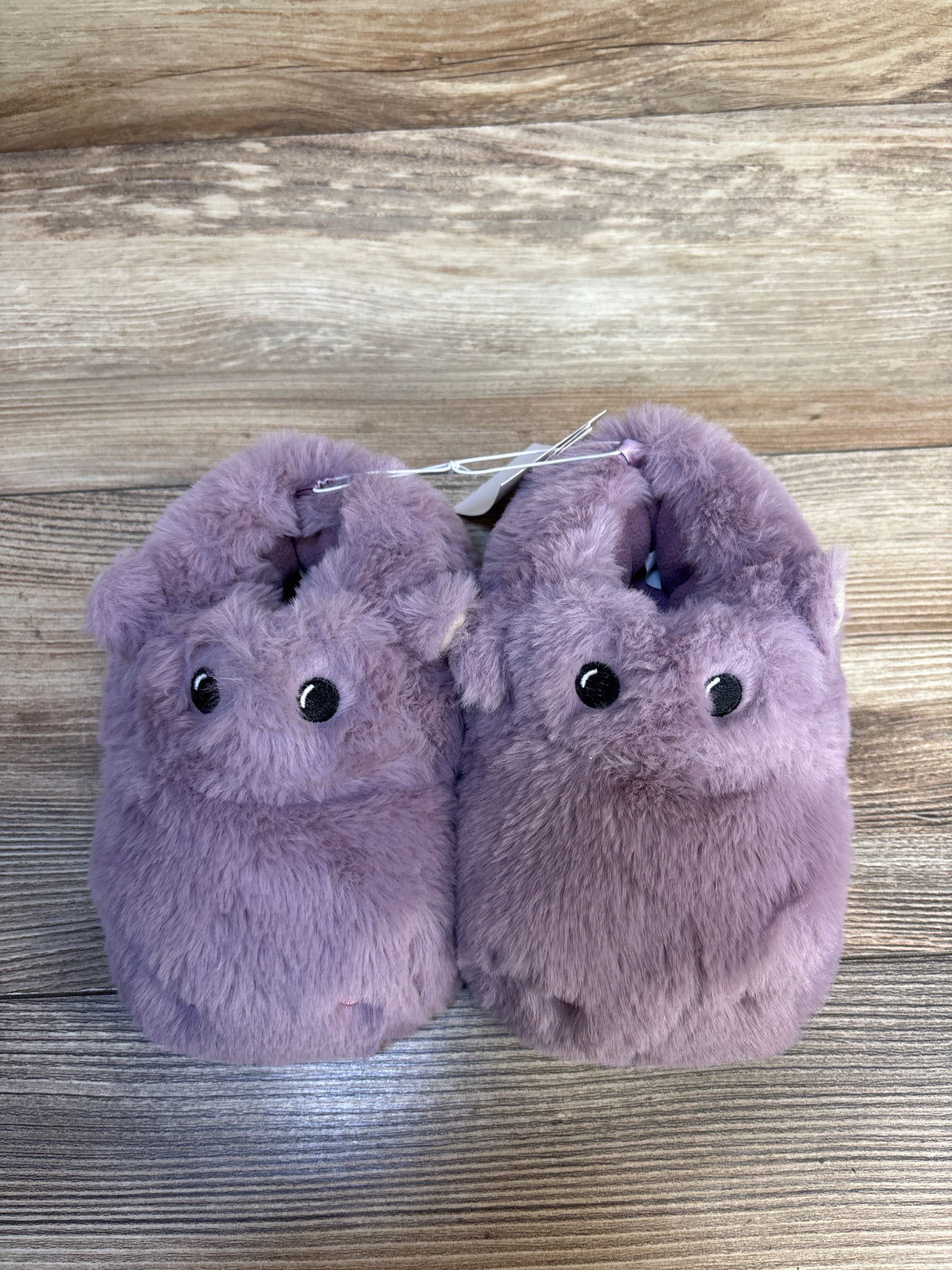 NEW Old Navy Faux-Fur Critter Slippers, Purple Hippo sz 7-8c
