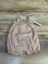 NEW Just One You Gingham Romper Brown sz 3m - Me n Mommy To Be