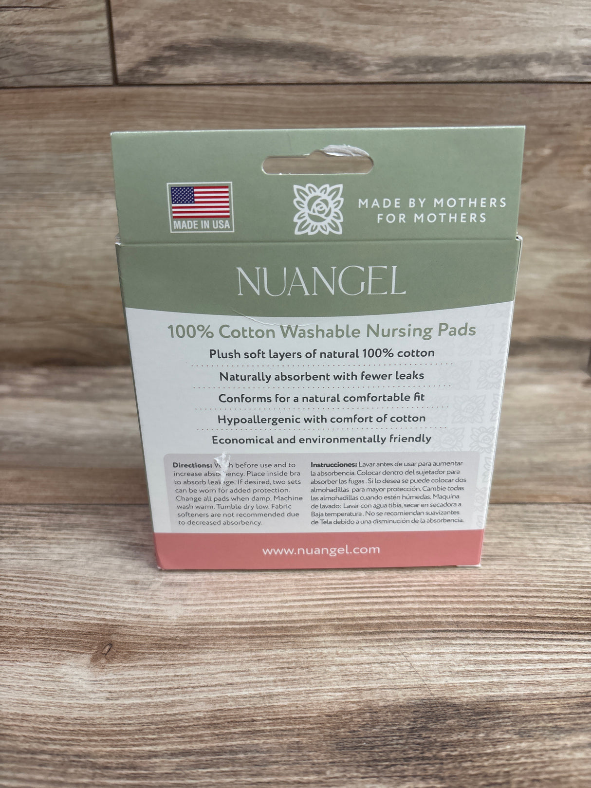 NuAngel 100% Cotton Washable Nursing Pads 8pk