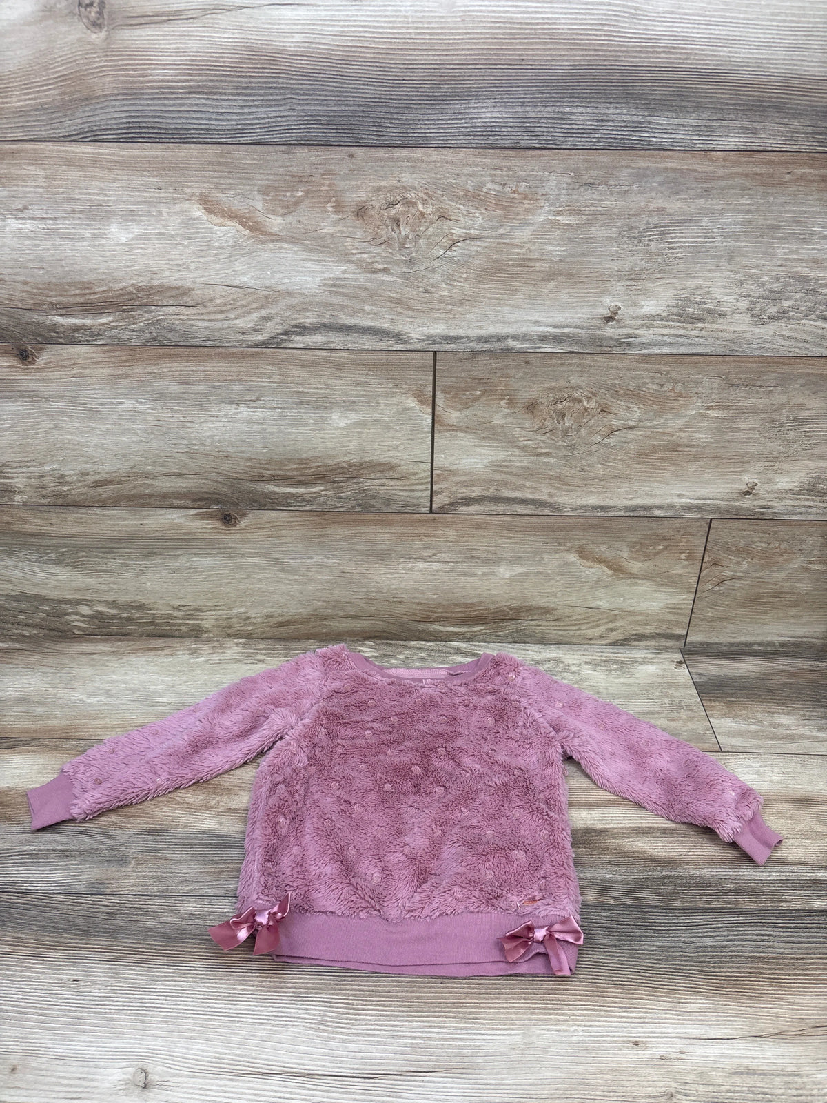 Tahari Faux-Fur Pullover Sweatshirt Pink sz 4T