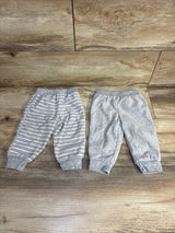 Simple Joys 2pk Striped Fleece Pants Grey sz 6-9m