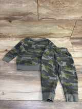 Cat & Jack 2pc Camo Sweatshirt & Joggers Set Green sz 18m