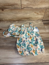 NEW Bluey 2pc Gauze Romper & Hat Set In Ivory sz 6-9m