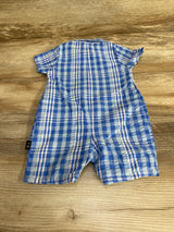 American Hawk Plaid Shortie Romper Blue sz 3-6m