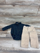 Carter's 2pc Flannel Bodysuit & Corduroy Pants Green sz 12m
