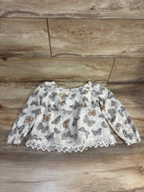 Cynthia Rowley Metallic Butterfly Print Top White sz 5-6
