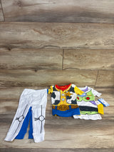 NEW Toy Story Buzz Lightyear & Woody 4pc Pajama Set White/Yellow sz 2T