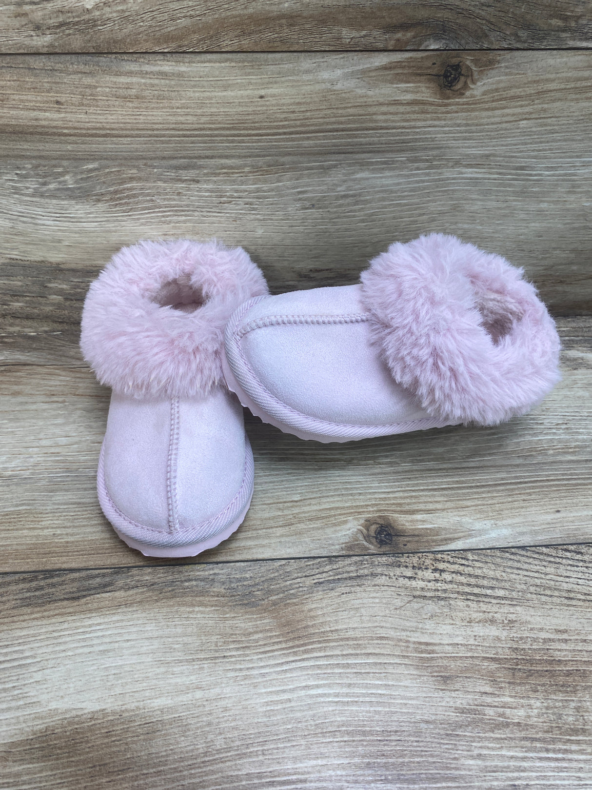 Cat & Jack Toddler Faux Fur Cuff Scuff Slippers Pink Sz 9c