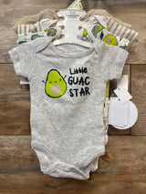 NEW Koala Baby 4pk Avocado Bodysuits Grey sz 0-3m