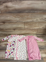 Touched By Nature 3pk Sleep Gowns Cream/Pink sz 0-6m