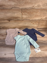 NEW Cloud Island 3pk Ribbed Long Sleeve Bodysuits Blue sz 3-6m