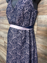 Motherhood Gender Reveal Lace Dress w/ Two Ribbons Blue sz Medium