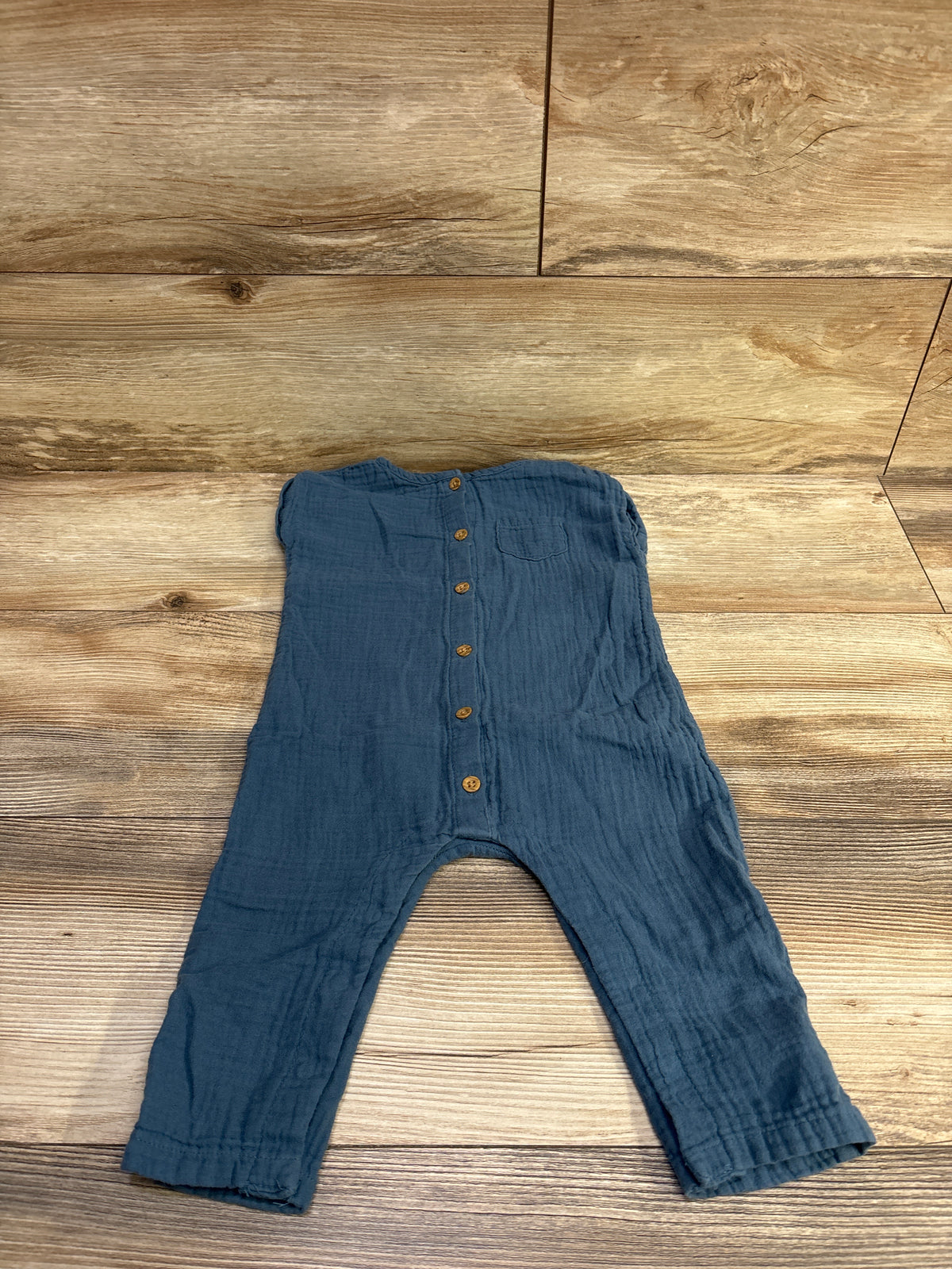 Little Planet Organic Gauze Button-Front Jumpsuit Blue sz 12m