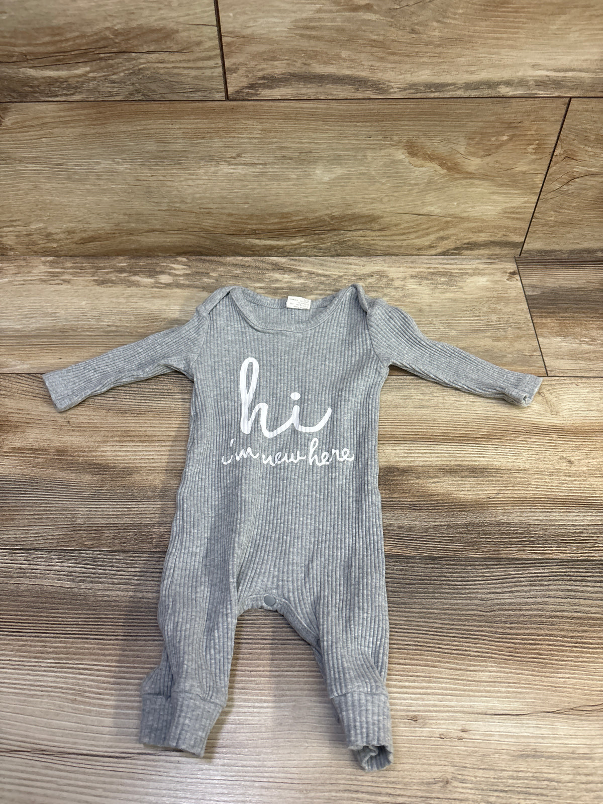 Hi I'm New Here Ribbed Coverall Grey sz 0-3m