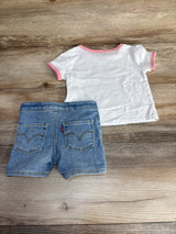 Levi's 2pc Shirt & Denim Shorts White sz 2T