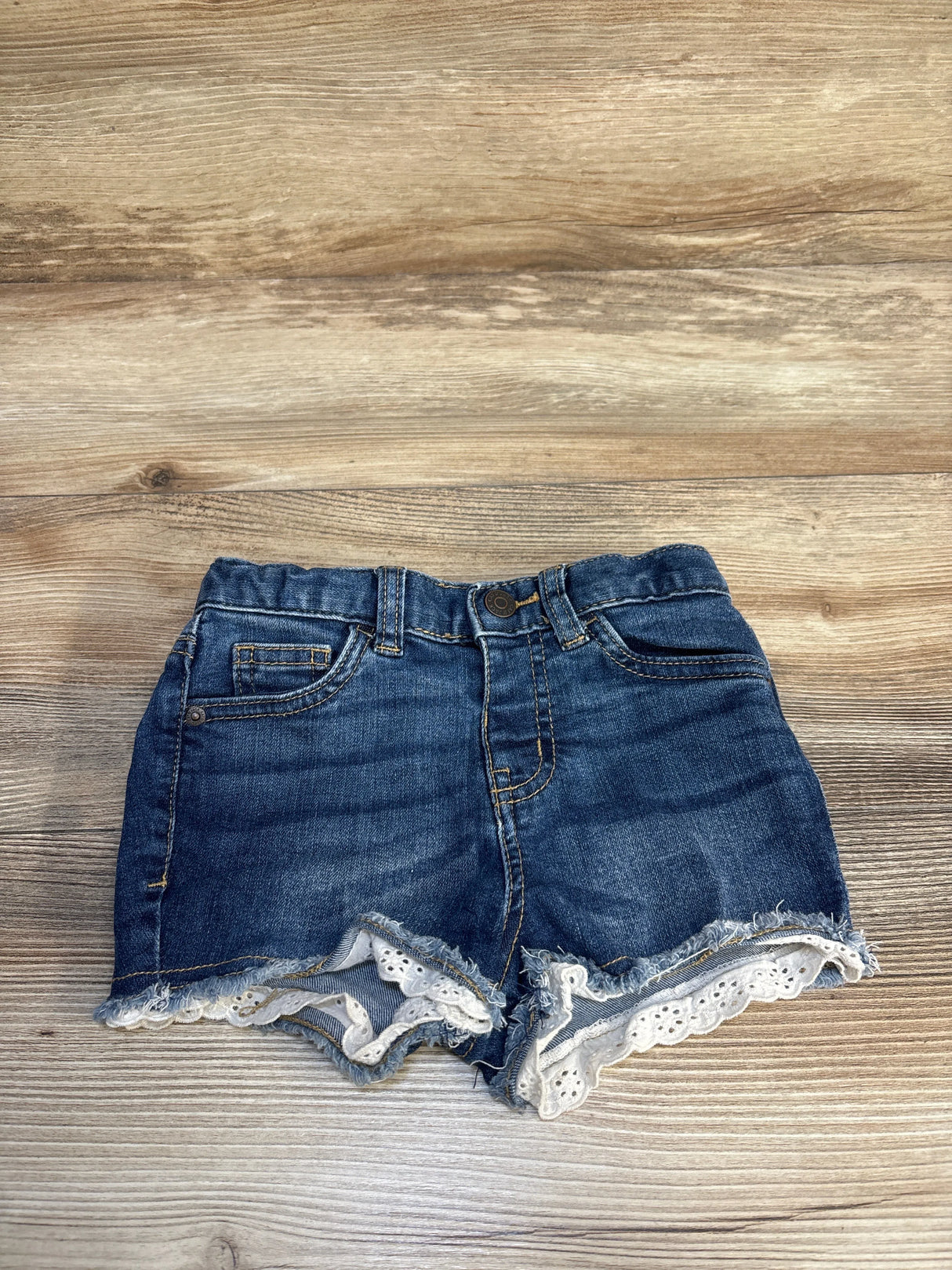 Cat & Jack Eyelet Trim Denim Shorts Blue sz 3T