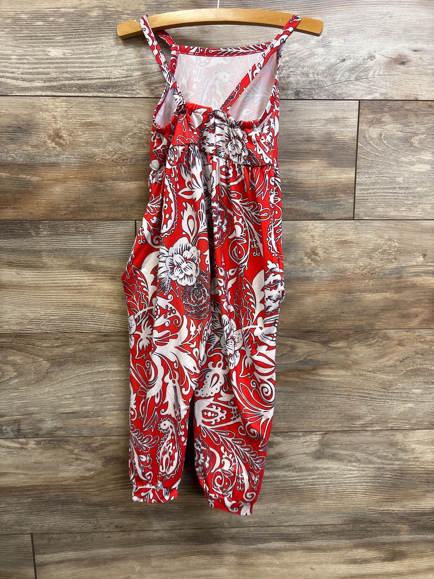 Generic Patterned Sleeveless Jumpsuit Red sz 3-4T