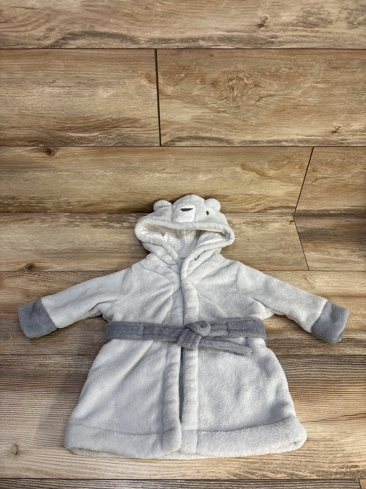 Cloud Island Plush Bath Robe Grey sz 6-9m
