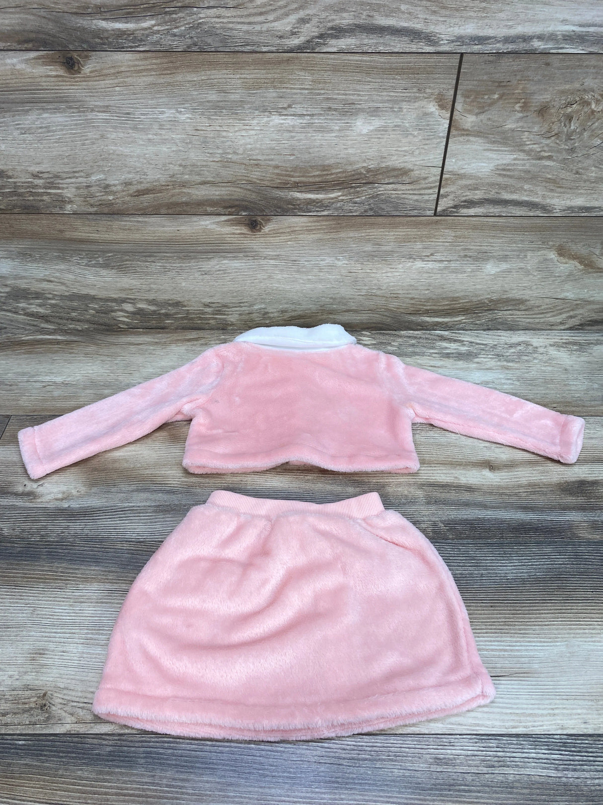 NEW Shein 2pc Plush Jacket & Skirt Pink sz 9-12m