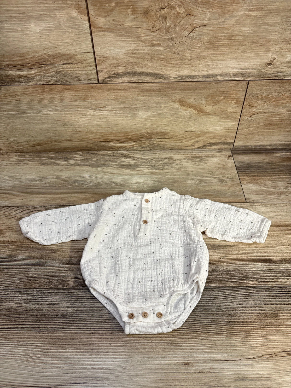 Zara Muslin Long Sleeve Bubble Romper White sz 0-3m
