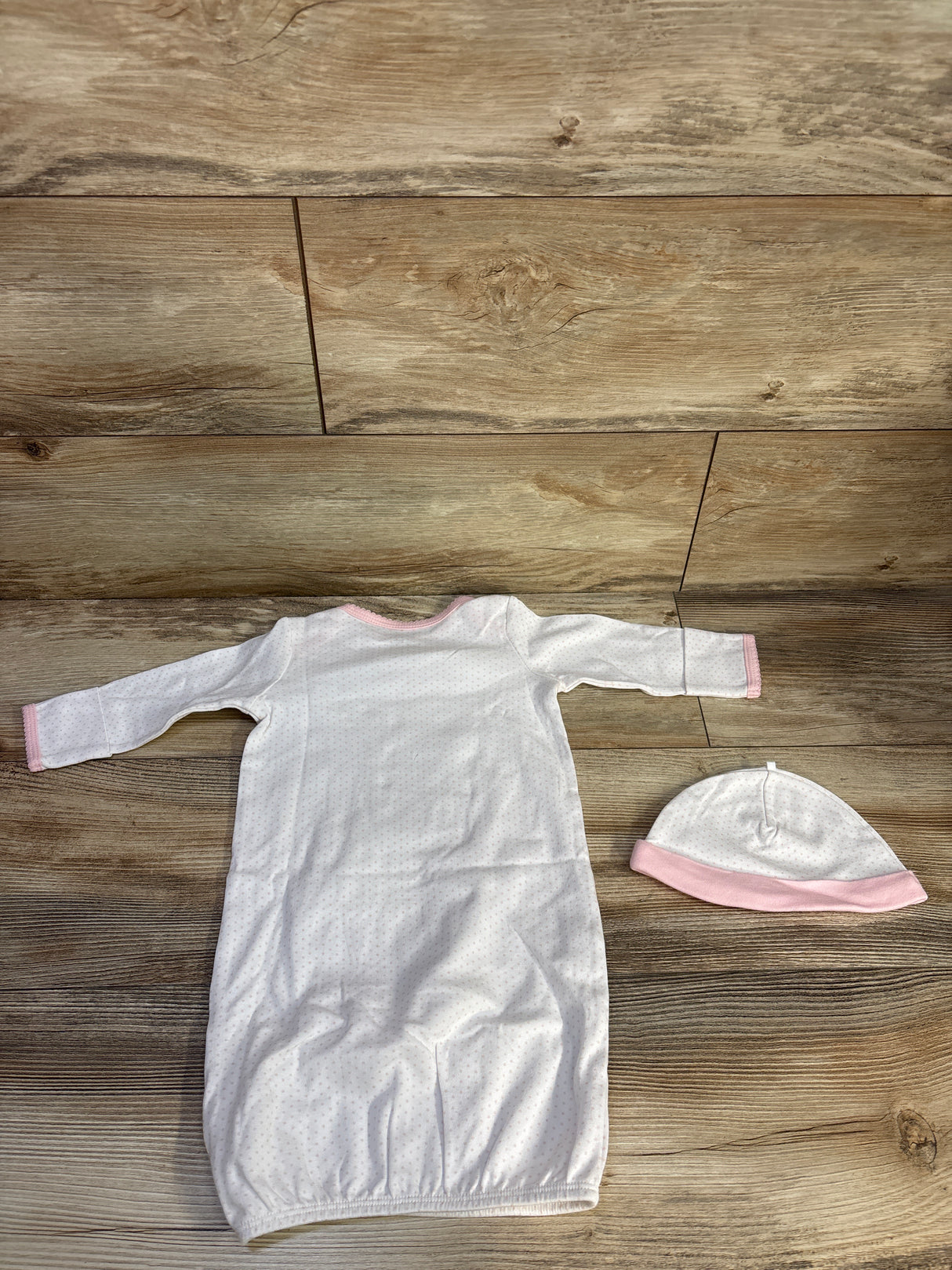 Little Me 2pc Embroidered Sleep Gown & Hat Set White sz 0-3m