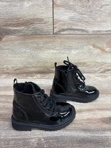 Old Navy Faux-Patent Leather Lace-Up Boots Black sz 6c