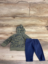 Just One You 2pc Dinosaur Full Zip Jacket & Bottoms Set Olive sz 3m